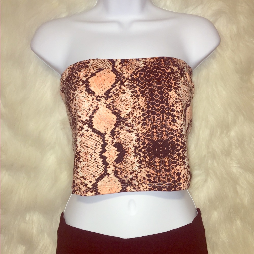 Woman’s Orange Animal Print Crop Tube Top ClubWear